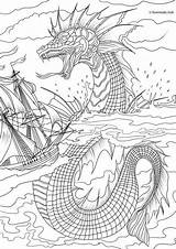 Sea Coloring Monster Pages Ausmalbilder Adult Printable Dragon Monsters Scary Drachen Bilder Ausmalen Book Drawing Favoreads Sheets Ausdrucken Fantasia Ship sketch template