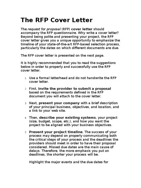 rfp cover letter  request  proposal business
