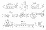 Submarine Bathyscaphe Unterseeboot Meeresboden Schiff Flach Erkundung Unterwasser Tauchen Undersea sketch template