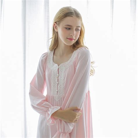 Cotton Nightgown Women Long Sleep Lounge Pink White Nightwear Sleepwear
