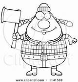 Lumberjack Axe Cartoon Chubby Holding Happy Clipart Coloring Female Male Cory Thoman Outlined Vector Clipartof sketch template