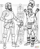 Colorear Indigenas Imperio Culturas Hernando Soldado Cortez Aborigen Mesoamericanas Caballeros sketch template