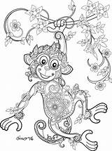 Coloring Pages Adult Mandala Monkey Colouring Mandalas Printable Zentangle Singe Color Coloriage Tiere Adults Para Zum Ausdrucken Animal Dessin Von sketch template