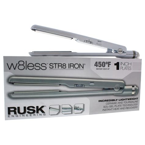 rusk rusk wless str iron ceramic  tourmaline hair straightening flat iron white