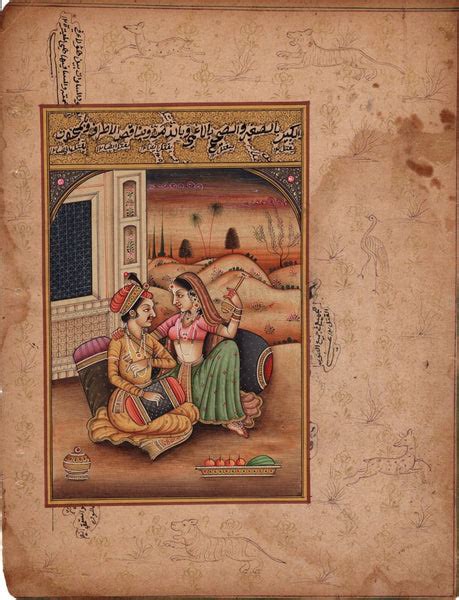 Mughal Harem Miniature Painting Handmade Rare Moghul Indian Romance De