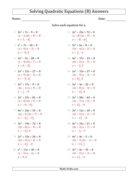 solving quadratic equations  positive  coefficients