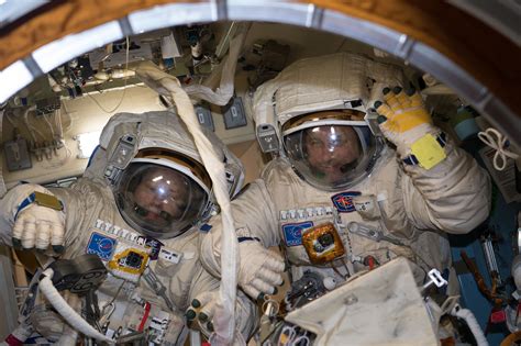 cosmonauts break russian spacewalk record during space station antenna