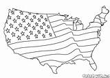 Coloring America Pages United States Flag American Map sketch template