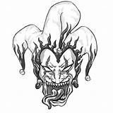 Jester Scary Drawing Evil Joker Skull Face Drawings Tattoo Designs Wicked Clown Cartoon Leprechaun Tattoos Head Demonic Cry Later Coloring sketch template