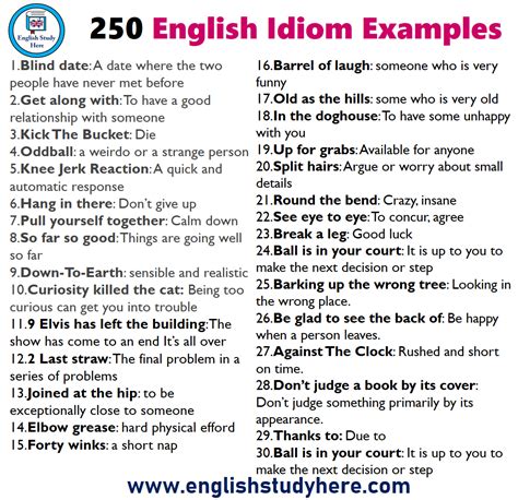 english idiom examples english study