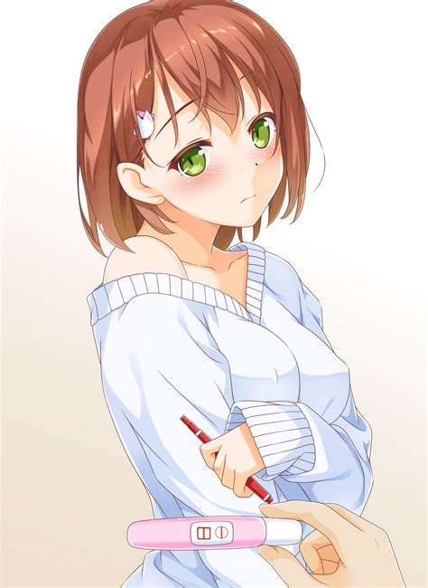 Safebooru 1girl Blush Breast Rest Breasts Brown Hair Closed Mouth