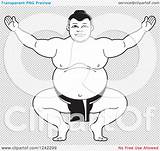 Sumo Crouching Wrestler Arms Holding Illustration His Royalty Clipart Vector Perera Lal sketch template