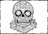 Coloring Pages Dia Muertos Los Dead Skull Printable Skulls Adults Head Skeleton Getcolorings Color Getdrawings Clipart Print Colorings Library Sugar sketch template