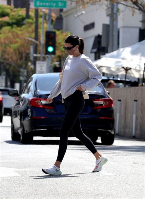 Kendall Jenner On A Walk In Tight Leggings Ans Sport Bra 30 Photos