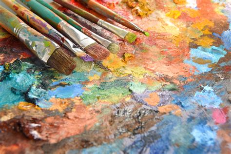 artist paintbrushes  palette   create art