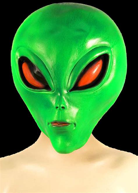 alien ufo extra terrestrial  latex full mask costume prop green black