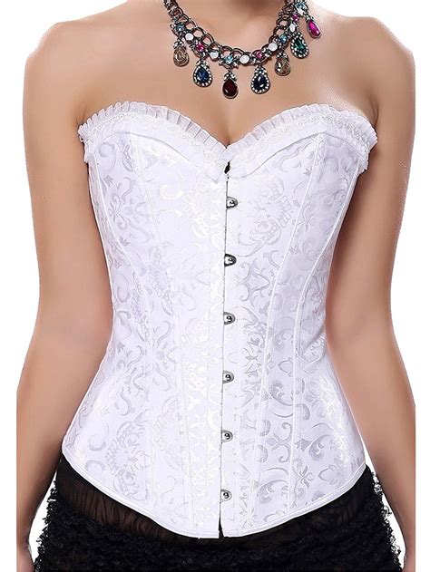sayfut sayfut womens waist training corset bustier sexy jacquard lace