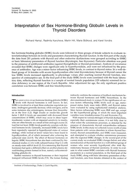pdf interpretation of sex hormone binding globulin levels in thyroid