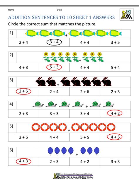 math worksheets kindergarten addition beginner addition