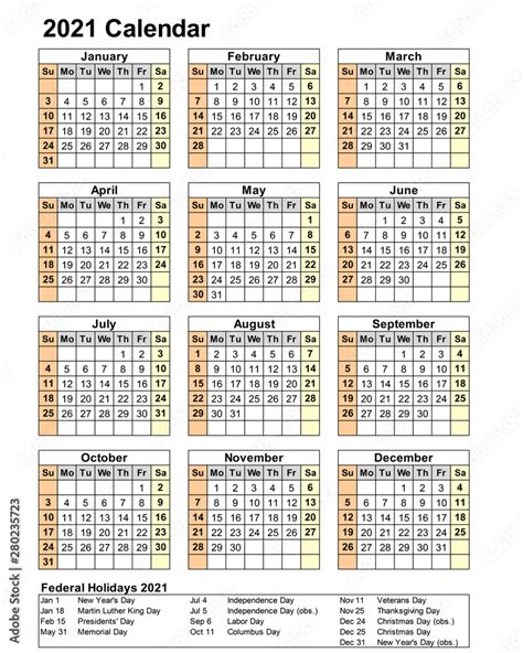 calendar planner  usa hollidays stock vector adobe stock