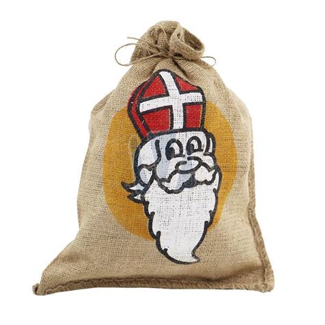 jute zak met sinterklaas opdruk    cm