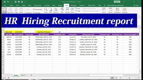 Recruitment Mis Report Sample In Excel Youtube