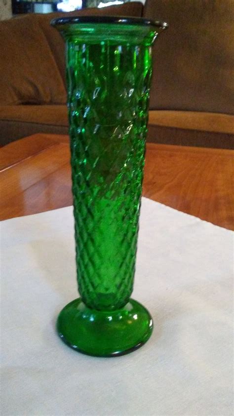 E O Brody Co 919 U S A Green Pressed Glass Vase Etsy