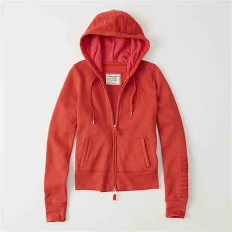 lyst abercrombie and fitch full zip fleece hoodie in red