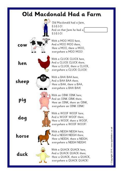 macdonald   farm song sheet sb sparklebox nursery