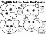 Hen Little Red Puppets Coloring Puppet Templates Template Paper Bag Sheets Pages Sketch sketch template