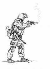 Soldaten Spetsnaz Militar Warfare Waffen sketch template