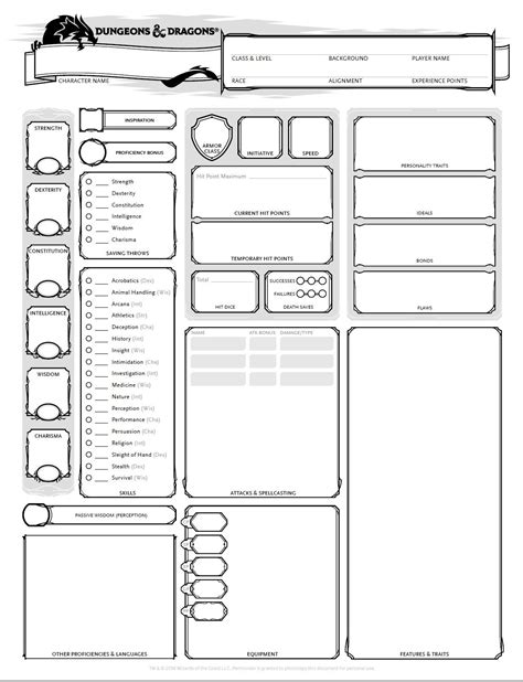 printable    character sheets