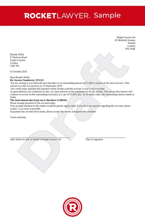debt recovery letter uk template
