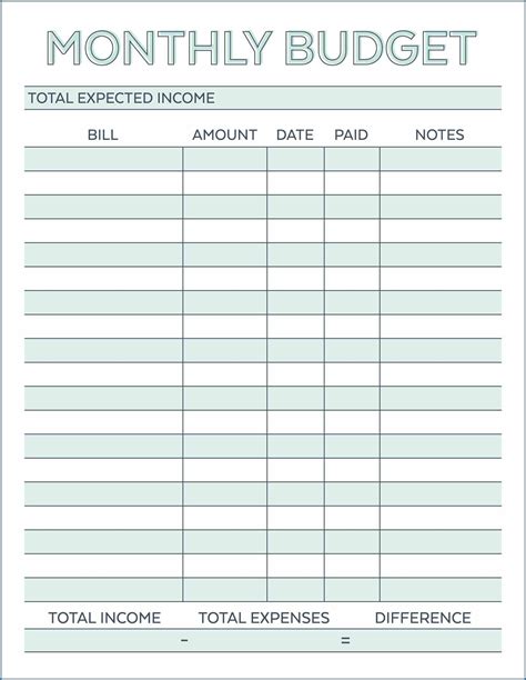 printable budget planner template