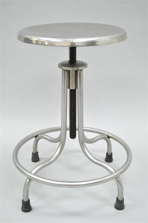 Vintage Stainless Steel Stools American Industrial Modern Set Of Eight