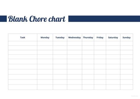 blank chore chart template google docs word apple pages