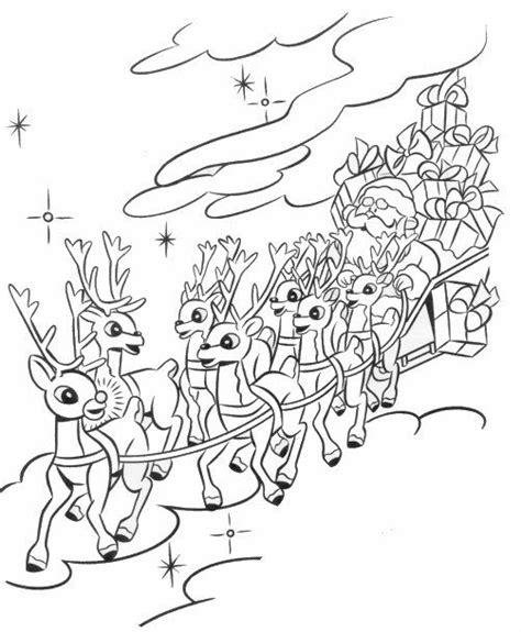 reindeer sleigh coloring pages santa sleigh