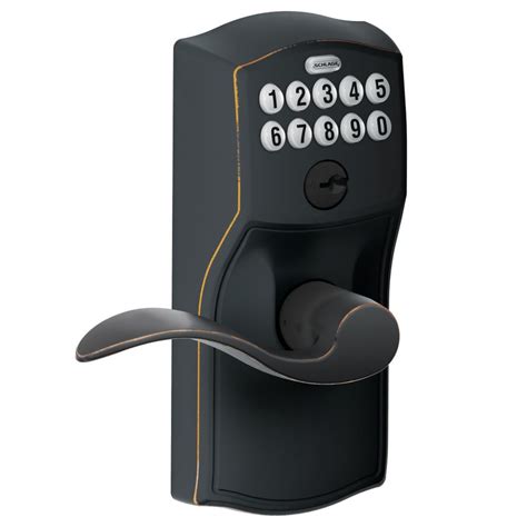 shop schlage fe camelot aged bronze single pack  cylinder  lighted keypad  built