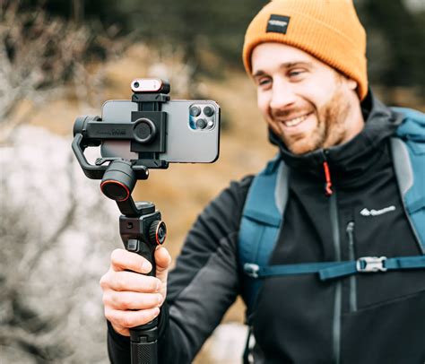 hohem isteady  smartphone gimbal startet mit stativ magnetischer led leuchte und oled display