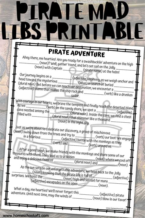 pirate mad libs  printable fun workbook kids mad libs mad libs