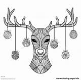 Deer Christmas Coloring Head Pages Drawn Adults Hand Printable Fun Antler Result Color sketch template