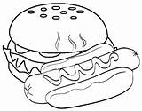 Coloring Sausage Hamburger Dog Pages Hot sketch template