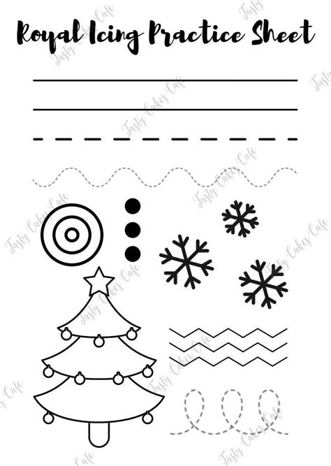 royal icing practice sheet template christmas holiday etsy