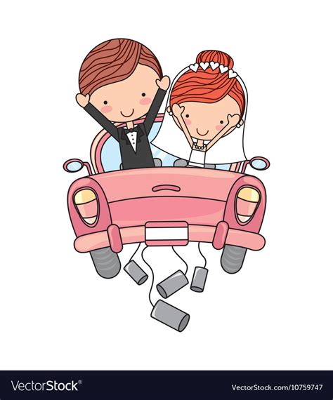 just married couple car isolated royalty free vector image