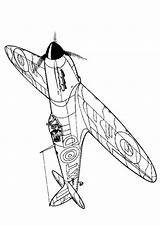 Spitfire Kleurplaat 1940 Wo2 Tweede Wereldoorlog Vliegtuigen sketch template
