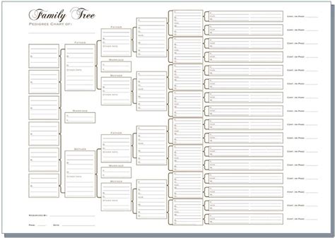 printable  generation family tree template excel