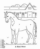 Horse Color Number Coloring Numbers Pages Printable Kids Easy Barn Colouring Paint Stable Farm Pasture Stables Horses Animals Print Beginner sketch template