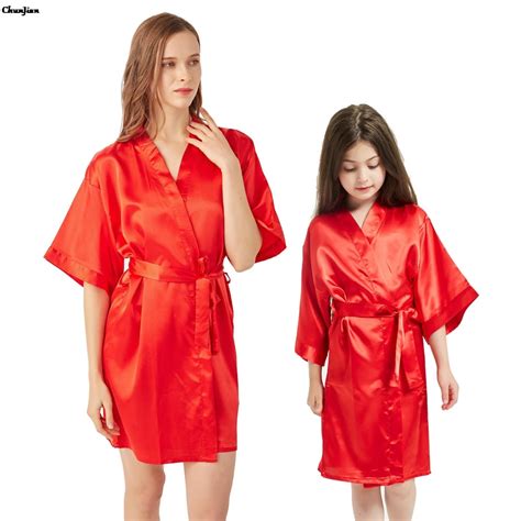new silk kimono robe bathrobe women daughter silk bridesmaid robes