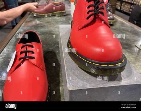 roermond netherlands july   closeup  red boots  dr