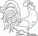 Domestic Animals Coloring Pages Rooster Sings sketch template